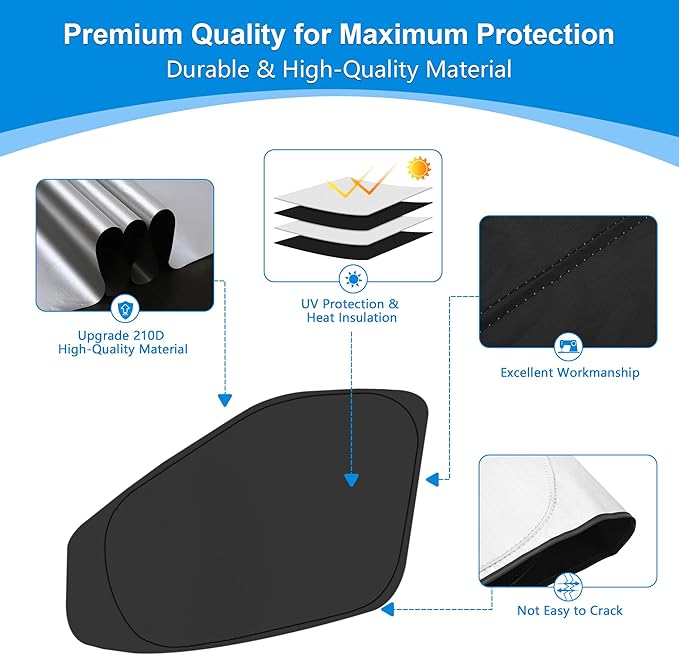 Front Side Window Sun Shade for 2015-2024 Fo-rd Transit Van High and Medium Roof Accessories, Foldable Window Sunshade Sun Visor Protector, Side Shades Sun Shield Blocks UV Ray Heat, Pack of 2