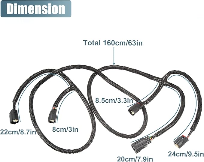 X AUTOHAUX Rear Park Assist Wiring Harness 68031820AA for Dodge for RAM 1500 2009-2020 for Dodge for Ram 2500 3500 10-18 Back
