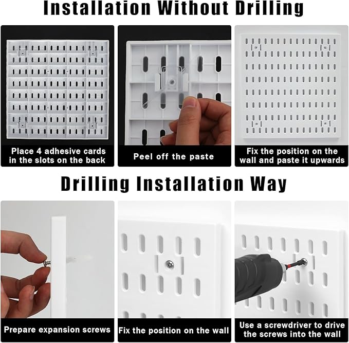 Dualshine Premium Pegboard Combination Kit, White Pegboard Wall Organizer with 4 Small Plastic Panels and 38 Accessories, Ide
