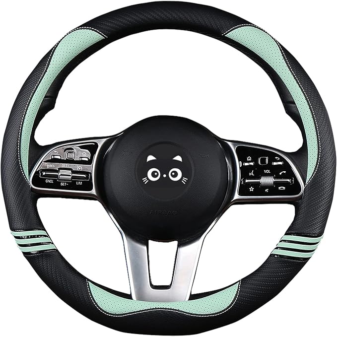 Iwantit® Steering Wheel Cover with Carbon Fiber and Anti-Slip Rubber Ring,Universal Fit 14.5-15 inches for Cars,SUV (Fruit Gr