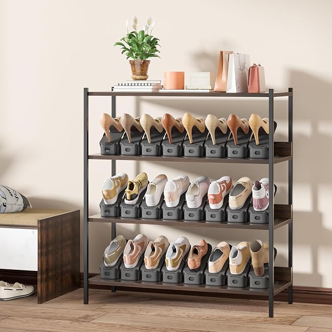 Neprock Shoe Slots Organizer for Closet, Shoe Storage Organizer Shoe Slots Organizer, Shoe Rack Organizer Space Saver Organiz
