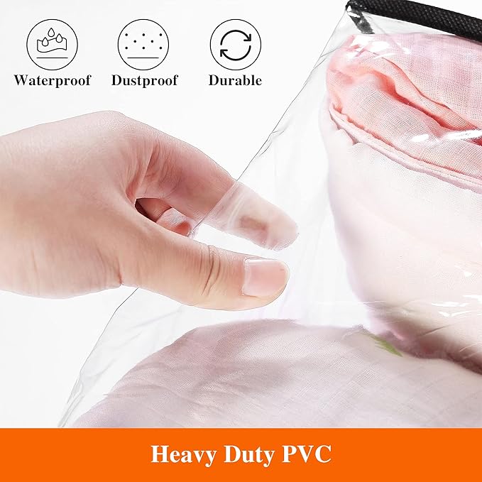 Vieshful 7 Pack Clear Comforter Storage Bag, 60L Clothes Storage Bag with Zipper Closet Organizer, Plastic Storage Containers