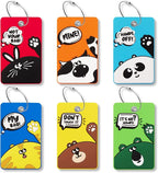 Funny Animal Luggage Tags Suitcases -Silicone Travel Bag Tags with Privacy Cover&Steel Loops - Unique Cute ID Labels for Wome