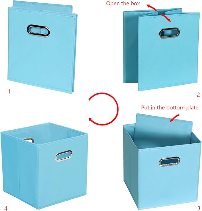 Yunkeeeper storage bins Cubes, Fabric Cube Organizer with Handle, Foldable Cube Bins for Cloth or Accessary Storage, 11x11x11