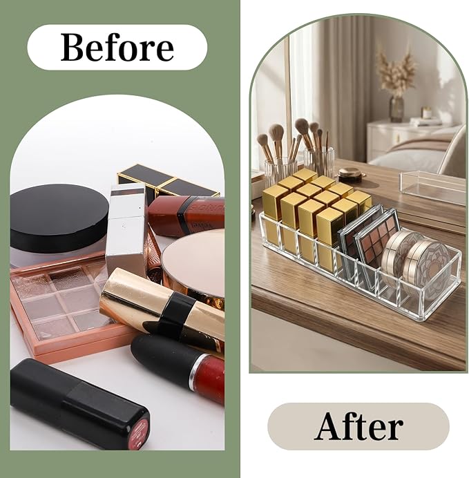 Foraineam 4 Pack Acrylic Compact Organizer Cosmetics Beauty Care Powder Holder Blushes Highlighters Eyeshadow Makeup Organize