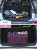 YOHOOLYO Car Trunk Organizer for SUV 72L Large Capacity Collapsible 4 Compartment Storage, Multicolor Car Accessories for Wome