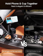 TAZENI 2-in-1 Cup Holder Cell Phone Holder for Your Car Bottle Friendly Cup Cell Phone Holder Mount for Car Height Adjustable Sturdy Fit 4.7-7 inches Phones