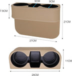 Car Seat Organizer Cup Drink Holders Multi Functional Gap Filler Storage Box Insert Organization Helps Reduce Distracted Driving&Holds Phone Mount Mug Bottle Cellphone (PUBD-Beige)