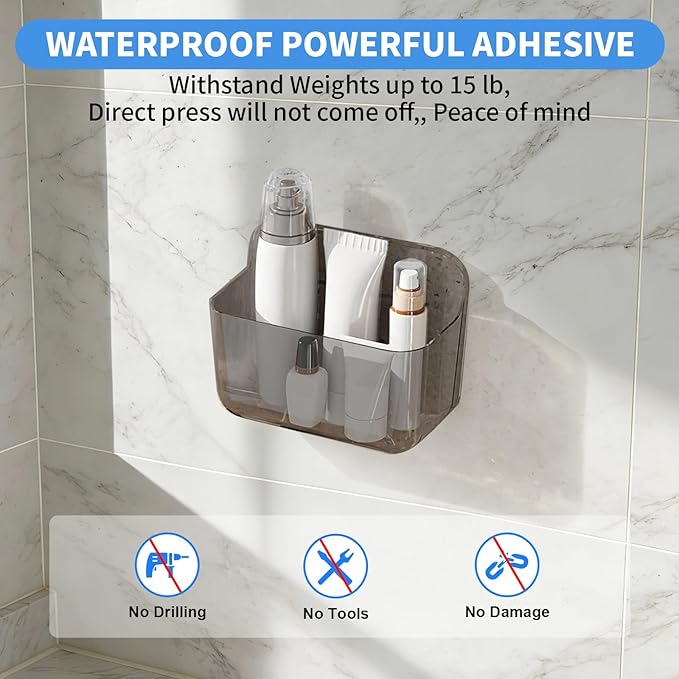 Diesisa 2pc Acrylic Wall Mount Organizer, Adhesive Cabinet Door Organizer,Acrylic Bathroom Shelves for Wall,No Drilling Hang 