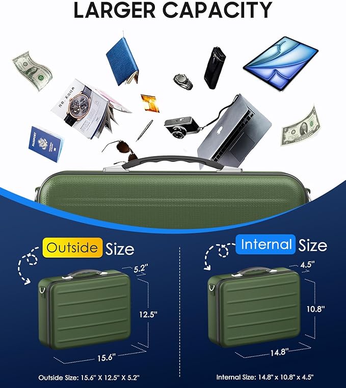 Fireproof Document Box with Lock, Hard-Shell Fireproof Safe for Home Documents, Portable Travel Fire Proof File Box for Passp