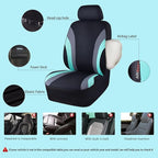CAR PASS Line Rider Sporty Cloth 11PCS Universal Fit Car Seat Cover -100% Breathable with 5mm Composite Sponge Inside,Airbag 