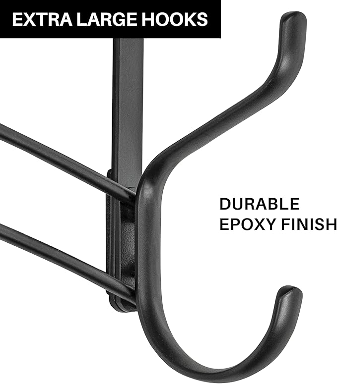 LYNK Professional® Home™ Over Door Hooks Rack - 18 Hook Over Door Hanger - Over Door Towel Rack - Hanging Towels or Clothes -