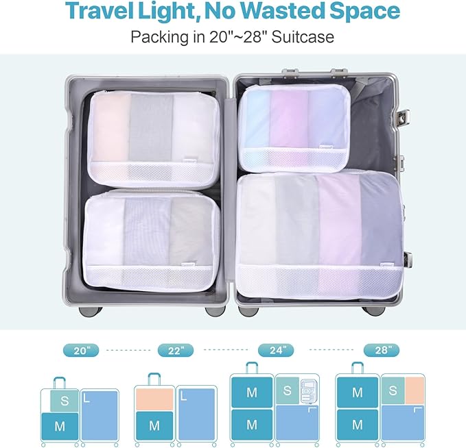 Cambond Mesh Packing Cubes for Travel Women - Lightweight Travel Bags Luggage Packing Organizer Travel Cubes for Suitcase wit