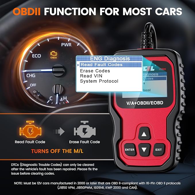 ANCEL VD500 OBD2 Scanner Diagnostic Tool for Volkswagen VW Audi Skoda Seat Diagnosis Check Engine Light EPB ABS SRS Code Reader