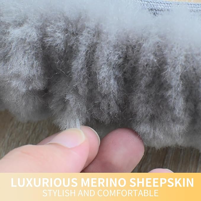 AEGIS Cover Sheepskin Steering Wheel Cover Premium Luxury AUS Genuine Merino Wool All-Season Non-Slip for Cars Fits 14.5-15.5" Wheels (Steel Grey)