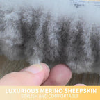 AEGIS Cover Sheepskin Steering Wheel Cover Premium Luxury AUS Genuine Merino Wool All-Season Non-Slip for Cars Fits 14.5-15.5" Wheels (Steel Grey)