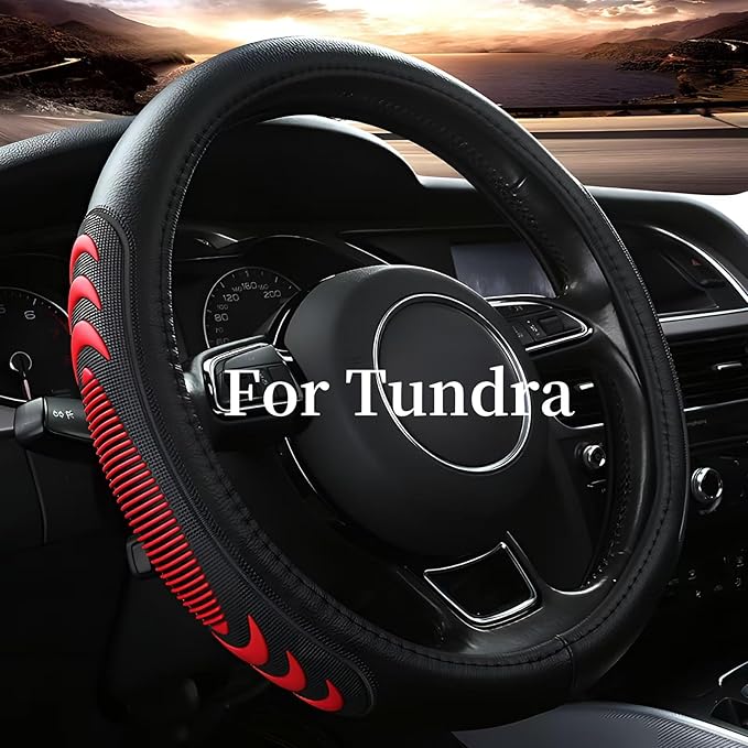 Yangday Leather Steering Wheel Cover for Toyota Tacoma 4Runner Tundra, 15.5-16 inches Car Steering Wheel Cover with Anti-Slip