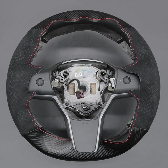 MEWANT Hand Stitched Steering Wheel Cover for Tesla Model 3 2017-2023 / Model Y 2020-2023 for Tesla Model 3/Y Accessories(3D Style)