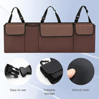 Car Trunk Organizer, Waterproof Backseat Hanging Large Storage with Adjustable Straps, Collapsible Cargo Bag with 4 Pockets,