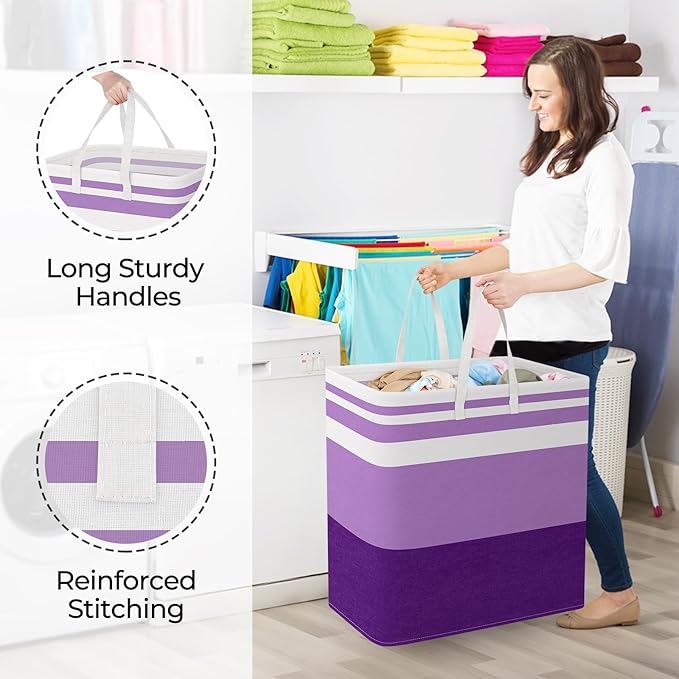 StorageRight Large Collapsible Laundry Basket Hamper with Easy Carry Handles，Freestanding Clothes Hampers for Laundry, Bedroo