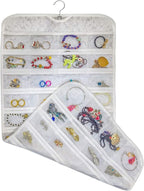 BB Brotrade Hanging Jewelry Organizer,Accessories Organizer,80 Pocket Organizer for Holding Jewelries (White-Embossed)