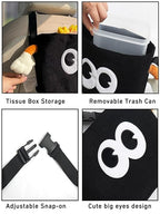 Car Cute 2 in 1 Trash Can with Tissue Holder Box Seat Back Bag Hanging over the Seat Organizer Plush Cartoon Animal Storage Garbage,Black