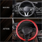 Aimato Car Steering Wheel Cover Carbon Fiber, Ultra-Thin Car Steering Wheel Cover,Comfortable & Breathable Microfiber,Universal Fit for Most Cars, Matte Red