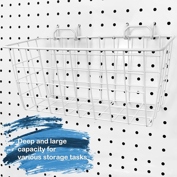 G.CORE 4 Pack Pegboard Baskets, Metal Shelves Hooks to 1/8" 1/4" Peg Boards, Peg Board Baskets Bins Set - Organize Tools Work