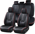 Coverado Car Seat Covers Full Set, Nappa Leather Seat Covers for Car, Waterproof Car Seat Protector with Lumbar Support, Auto