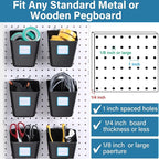 Namalu 12 Pack Peg Board Storage Bins with Labels and Hooks Square Box Shape Pegboard Cup Holder Accessories Pegboard Organiz