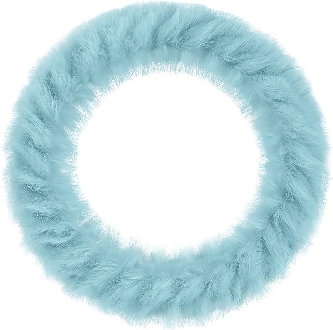 Fuzzy Winter Steering Wheel Cover for Women, Warm Cute Fluffy Car Wheel Cover for Sedan, SUV, Soft Furry Girly Plush Car Handle Cover for Cold Weather, 14.75-15.15in, Green