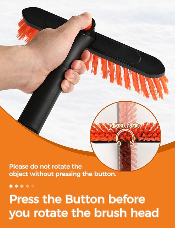 34" Extendable Ice Scrapers for Car Windshield 2-in-1 Snow Brush for Car Snow Scraper for Car Snow Scraper and Drush with Ergonomic Foam Grip for Cars, Trucks, SUVs with 360° Pivoting Brush Head Blue