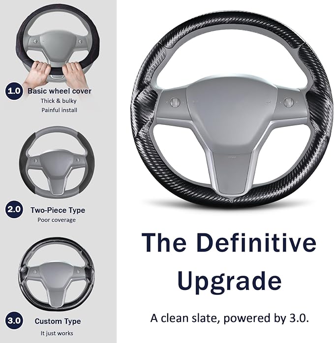 Steering Wheel Cover for Tesla Model 3(2017-2023) Model Y(2020-2024), Steering Wheel Accessories for Tesla Model 3/ Y