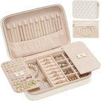 Lolalet Travel Jewelry Case for Women Girls, Travel Jewelry Organizer Box with Mirror & Clear Storage Bag, Small Portable Ear