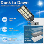 9000W Pro Large Solar Street Lights Outdoor with Thickened Shell, Commercial Grade Street Light Dusk to Dawn, Motion Sensor Solar Security Flood Light Waterproof for Parking Lot, Yard, Driveway, Farm