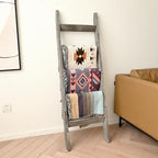 FUIN 5ft (58") Wood Blanket Ladder Living Room Decorative Wall Leaning Farmhouse Quilt Display Holder Storage Rustic Wooden T