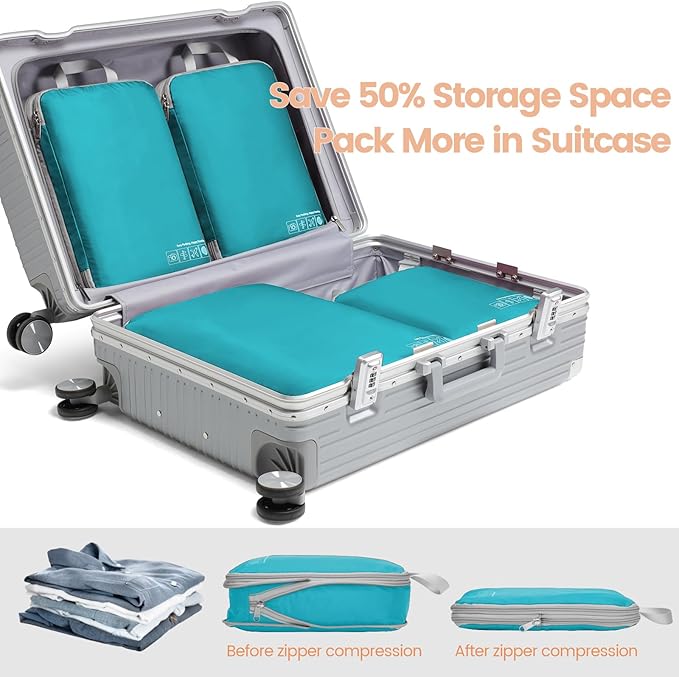 Cambond Compression Packing Cubes for Travel - Lightweight Expandable Travel Bags Luggage Organizers Travel Essentials Compre