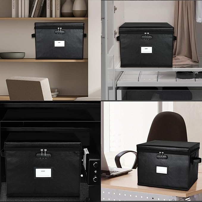 File Box Fireproof Document Box with Lock, Document Safe File Storage Organizer Boxes for Next of Kin Estate Planing Organize