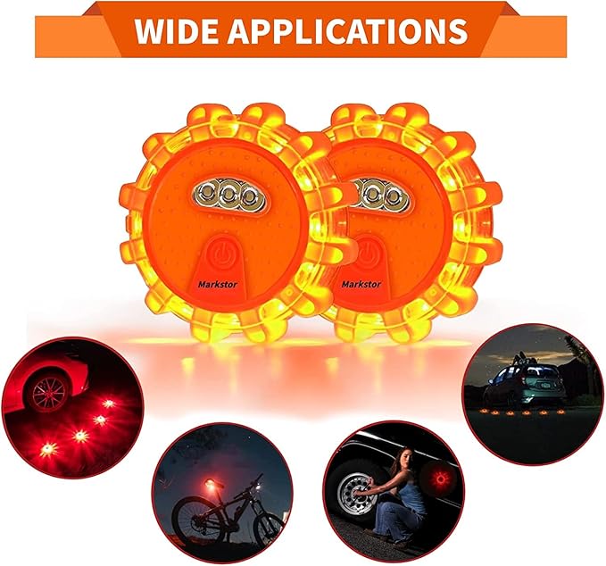 LED Road Flares 3 Pack Roadside Emergency Car Kit, Road Safety Flare Light USB Rechargeable (lithium battery),Safety Beacon W