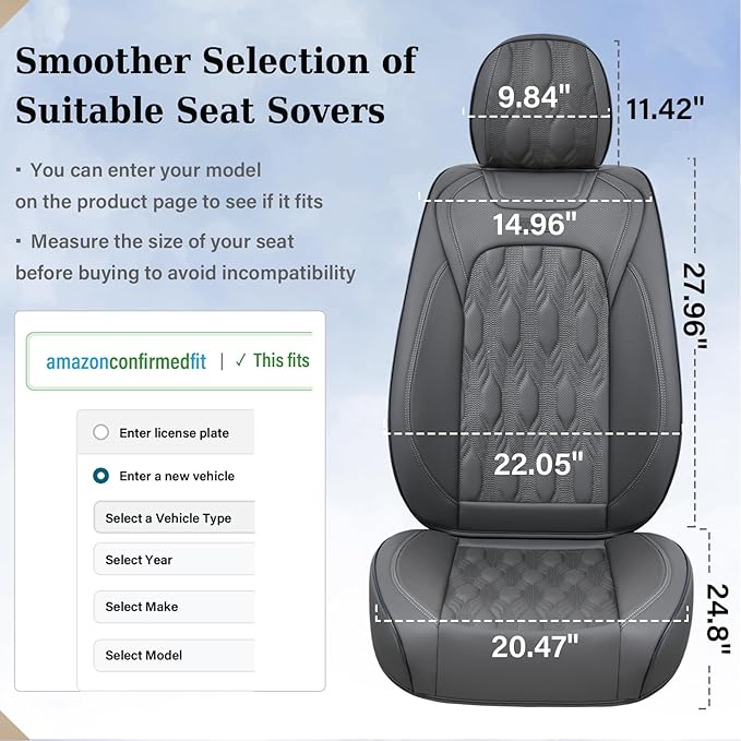 Coverado Car Seat Cover Full Set, Waterproof Front and Back Seat Covers for Cars, 5-Pack Leather Seat Covers, Car Seat Protec
