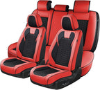 Coverado Seat Covers Full Set, 5 Seats Car Seat Cover Winter, Front and Back Seat Covers for Cars, Breathable Faux Leather Ca