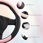 Road Comforts Steering Wheel Cover – Breathable Leather Steering Wheel Cover, Anti-Slip Grip, Universal Fit 14.5” to 15”, Hea