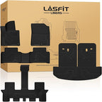 LASFIT Floor Mats & Backrest Mats & Cargo Mat for Kia Sorento 2026 2025 2024 2023 2022 2021 (Not Fit for Hybrid & PHEV) All Weather TPE Custom Fit Floor Liners Full Set Car Mats Acessoires, Black