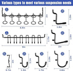 196 PCS Extra Thick 1/4" Pegboard Hooks Set, Heavy Duty Peg Board for Hanging Storage, Black Metal Pegboard Accessories with 