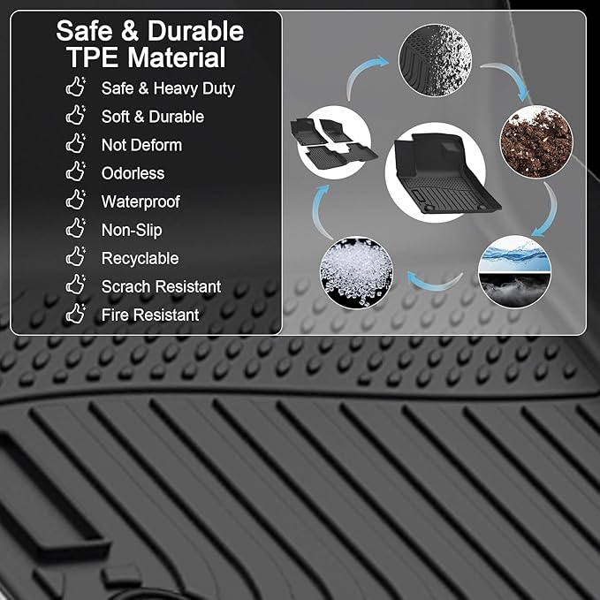 Floor Mats for Volkswagen VW Atlas Cross Sport 2020-2025 (5 Passenger), TPE Waterproof Non-Slip All Weather Protection Custom (Floor Mats & Cargo Liner)