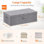Lifewit 80L Under Bed Storage Containers, 9.8 Inch Tall Underbed Clothes Storage Organizer Bin with Sturdy Sidewalls, Bottom,