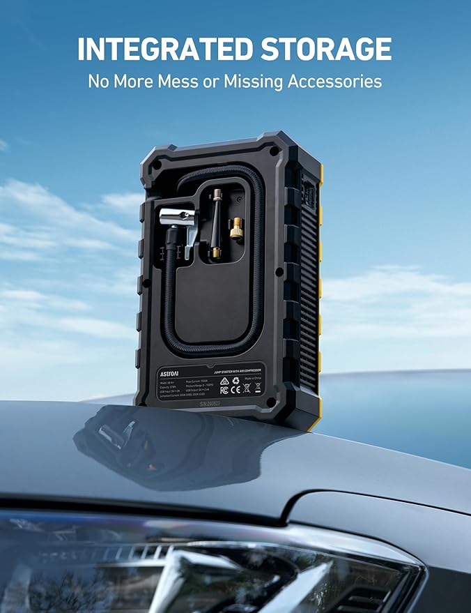 AstroAI S8 Air Jump Starter with Air Compressor,3000A Peak Car Battery Jump Starter Portable (9.0 Gas/6.5L Diesel) with