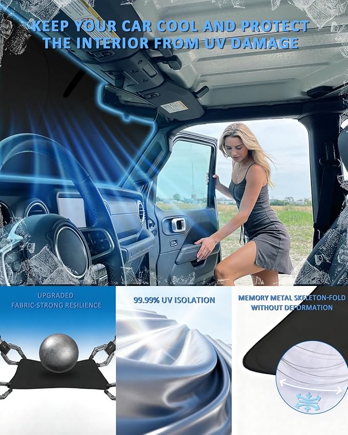 Windshield Sunshade for Nissan Murano 2025-2026 Sun Shade Car Windshield Accessories Upgrade 4 Layers Blocks UV Rays Custom Fit Murano 240T Car Window Shades Front Windshield Keep Cool Foldable