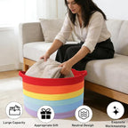 90L Large Blanket Basket,21.7"L x 21.7"W x 13.8"H Rope Woven Baskets with Handles, Toys Storage Bins,Laundry Basket Perfect f