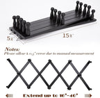 SCUNDA Wall Rack with 14 Hooks, Wooden Wall Expandable Coat Rack for Coat, Hats, Baseball Caps, Coffee Mug, Jewelry(Black)